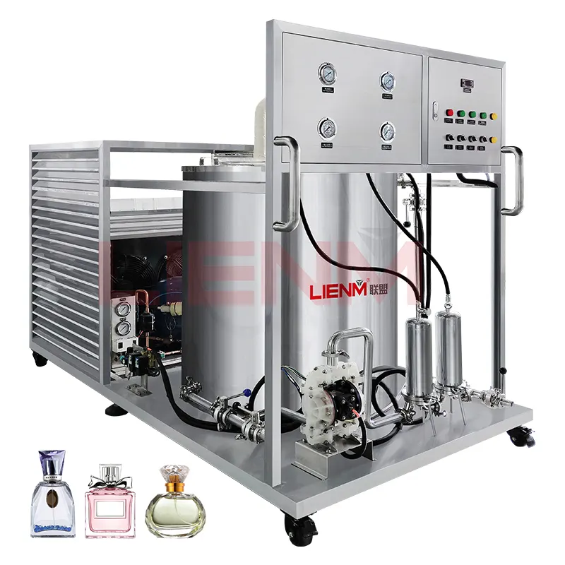 High Quality Perfume Mixing Maker Machine Perfume Freezing Filter Production Line Chemicals Pneumatic Mini Cosmetic Mixer