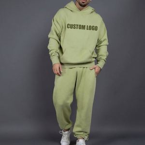 Conjunto de sudaderas con capucha gruesas de lana de 400G para hombre, sudaderas con capucha lisas en blanco de talla grande, conjunto de dos piezas bordado con logotipo personalizado para hombre - Product Image 2