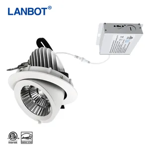 Lâmpada circular de 20W 30W LED Gimbal Downlight para galeria, shopping, exposição, luminária de teto embutida, tronco de elefante