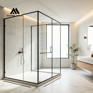Mars Villa SGCC OEM: Cómo instalar puertas batientes de vidrio sin marco, puertas pivotantes modernas para baño, puerta de ducha pivotante. - Product Image 2