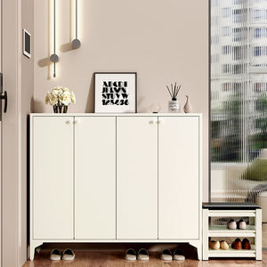Muebles para el hogar Estantes ajustables independientes Almacenamiento de acero Metal Gran 4 puertas Gabinete de zapatos de capacidad blanca Recibir <span class=keywords><strong>Zapatero</strong></span> - Product Image 2