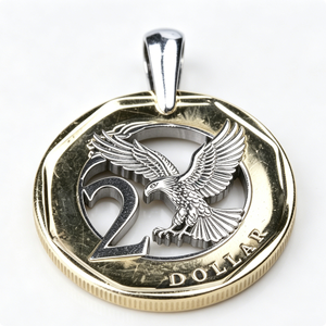 Pendentif en alliage de zinc plaqué or, pièce de 2 dollars avec motif d'aigle, objet d'art circulaire de collection - Product Image 5