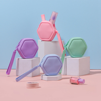 Porte-rouge à lèvres hexagonal en silicone mignon, mini pochette de rangement cosmétique, organiseur de maquillage portable de voyage, étui de sac à main personnalisé – Vente chaude