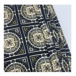new design custom compass pattern osmosis digital printing silk-like 100%polyester satin Fabric for dress blouse shawl scarves