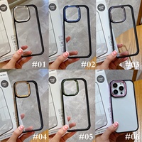 Étui PC transparent de luxe étui de téléphone anneau caméra galvanoplastie en métal laser pour iphone 15 14 pro max xr xs 13 12 couverture