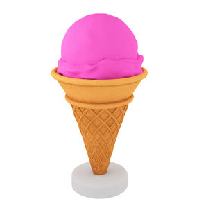 منحوتة آيس كريم بيضاء مخصصة مع قاعدة دائرية وتصميم مخروطي منقوش، فن راتنجي متين بتصميم طعام عصري للديكور الداخلي - Product Image 3