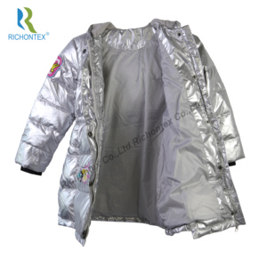 Niños niños niñas invierno china Pato <span class=keywords><strong>con</strong></span> capucha larga plata tejido impermeable chaquetas - Product Image 3