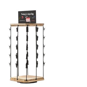 Wooden Display Clip Snack Organizer 360 Degree <b>Rotating</b> Base Candy Rack <b>Desk</b> Stand 5 Layers Modern Simple Design - Product Image 1
