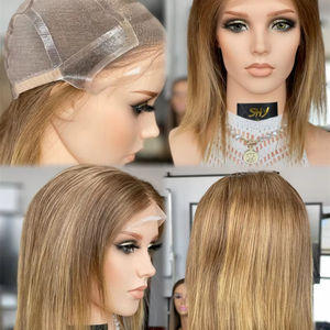 Perruque médicale blonde en silicone avec bretelles réglables, cheveux humains pour femme, livraison gratuite en 24 heures - Product Image 1