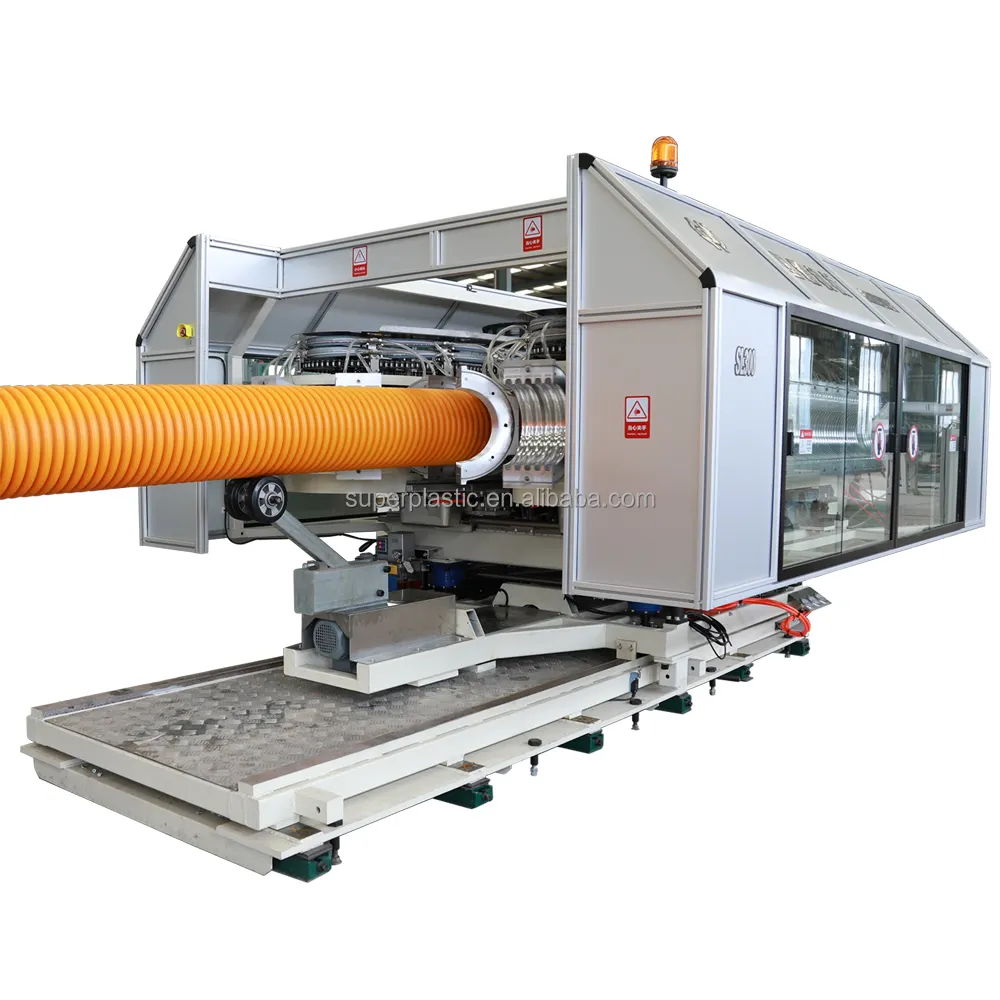 automatic plastic double wall corrugated pipe extrusion and cutting machine production line