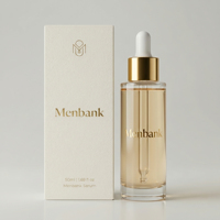 Flacon de sérum en verre cylindrique de haute qualité, personnalisable, finition mate, rechargeable, avec bouton poussoir métallique, emballage cosmétique