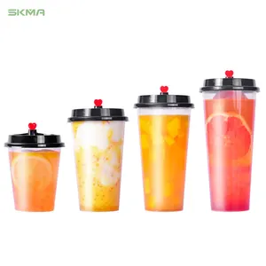 2024 Milk Tea Shop New Customized Logo Plastic Cup Transparent Frosted Milk Tea Coffee Cup 500ml 700ml Plastic Cups