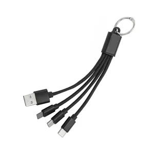 3 em 1 Keychain Cabo USB Trançado Nylon Cabo Para Celular Phon LOGOTIPO Personalizado