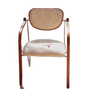 ZHUO SE Vintage Style Solid Wood Dining Chair With Backrest Sunset Orange Adult Use - Product Image 5