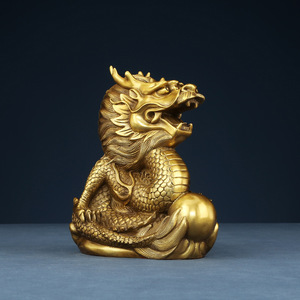 Brass Dragon Figurine Feng Shui <b>Desk</b> Decor Home Office Gift Chinese New Year Decoration - Product Image 3