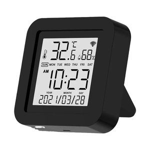 Black White LCD Detector Indoor Temperature Sensor Digital Temperature <b>Humidity</b> <b>Meter</b> Thermometer Hygrometer IR Remote - Product Image 1