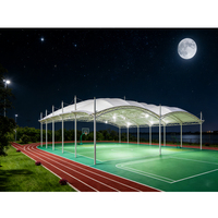 Toiture en membrane tendue imperméable en PVDF, ignifuge, résistante aux UV, structures tendues pour stades, structure en acier galvanisé, durée de vie de plus de 15 ans