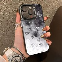 Coque de téléphone portable INS Papillon Coloré Argenté pour iPhone 16 Plus 15 17 Pro Max, Coque Arrière Transparente IMD
