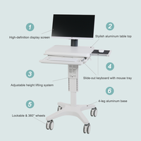 Ordinateur portable de station de travail mobile médicale d'hôpital de WEIYE et chariot de PC d'ordinateur avec la batterie