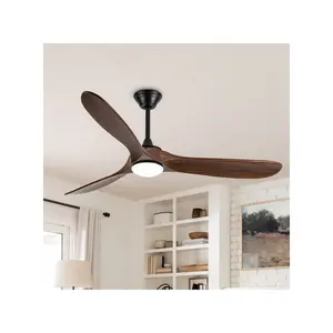 52" BLDC 3CCT LED 6 speeds wooden blades Decorative electric Ceiling fan with Light with Remote Control