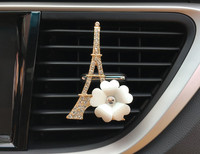 Diffuseur d'huiles essentielles pour voiture Tour Eiffel, parfum d'ambiance, diffuseur d'aromathérapie, diffuseur à clipser sur grille d'aération, bijou en diamant doré