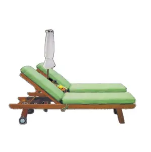 Wooden Beach club furniture teak beach bed Outdoor chaise lounger chair teak
