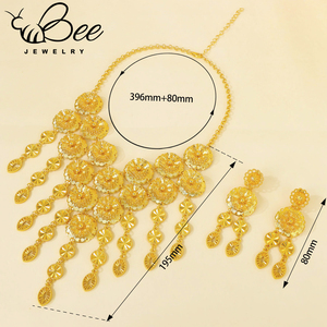 Parure de bijoux de mariée élégante et unique en alliage plaqué or 24 carats pour femme, avec grandes boucles d'oreilles lourdes, style occidental romain - Product Image 6