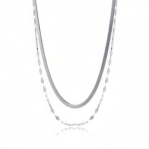 Amy Amy Fashion Layered Necklace <b>Silver</b> Plated <b>Snake</b> <b>Chain</b> For Women Classic Style C3226 - Product Image 3