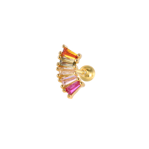 Boucles d'oreilles clous ROXI S925 en argent, zircon rectangulaire coloré, plaqué or 18 carats - Product Image 1