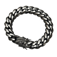 Bracelet Hip Hop à maillons cubains fins en acier inoxydable de 14mm pour hommes avec fermoir en acier galvanisé en titane Bracelets à la mode