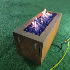 Modern Rectangular Corten Steel Pre-rusted Propane <b>Fire</b> <b>Pit</b> Table Outdoor Garden Heater Durable Design Efficient Heating - Product Image 1