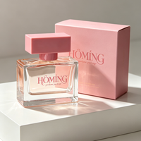 Flacon pulvérisateur de parfum en verre transparent carré plat de haute qualité, 100 ml, 30 ml, 50 ml, avec bouchon noir ou rose de 15 mm