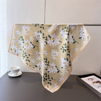 Écharpes carrées en polyester à motif floral, bandana décoratif pour femmes, 70*70CM, sensation de soie, petit foulard pour le cou, châles