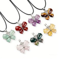 Pendentif Papillon en Pierre Naturelle, Bijoux en Pierres Précieuses, Breloques de Guérison en Cristal, Collier pour Fabrication de Bijoux DIY