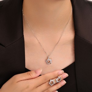 Ensemble de bijoux en perles brillantes, alliage de cuivre géométrique, micro-incrustations, à porter au quotidien - Product Image 2