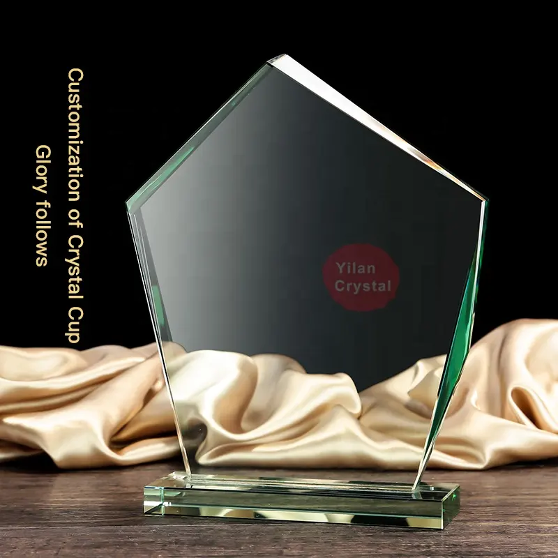 शैली खाली ज्यामितीय स्पष्ट जेड कांच पुरस्कार क्रिस्टल ट्रॉफी के लिए वार्षिक समारोह उपहार स्मृति चिन्ह