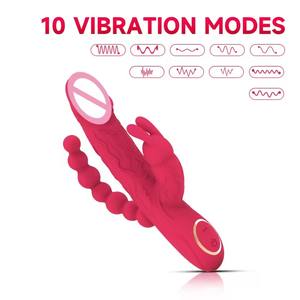 Superkraftvoller Erwachsenen-Vagina-Sextoy 3-in-1 Sexspielzeug Vibrator für Frauen Weiblicher Hasenohren-Analperlen-Dildo-Vibrator - Product Image 5