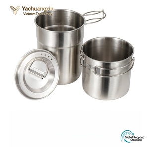 Ensemble de casseroles pliantes en acier inoxydable, rondes, portables, pour le camping, vaisselle au design minimaliste, passe au lave-vaisselle - Product Image 3