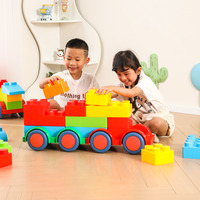 Ensemble de jeu créatif de véhicules modulaires en blocs de construction de grande taille, voiture, camion, train avec roues roulantes pour enfants