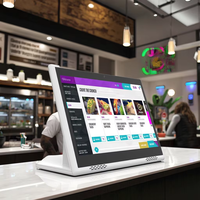 Moniteur ergonomique en forme de L de qualité commerciale | Lecteur NFC/RFID | Caméra en option pour POS et cartes de menu numériques