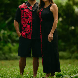 カスタム女性ドレスカジュアル夏メーカー卸売ハワイアンレーヨン - Product Image 1