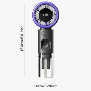 Ventilador de Mano Portátil Recargable USB con Pantalla LED Digital para Exteriores, 2500mAh, con Rociador de Agua para Pestañas y Tanque de Agua - Product Image 4