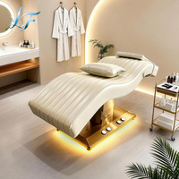 Table de massage électrique de luxe moderne dorée pour salon de beauté, 2 moteurs, pour soins du visage, spa et extensions de cils