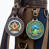 Étiquettes de sac de golf Feng Shui en métal antique, personnalisées avec logo en alliage de zinc 3D en relief, haute qualité, faible MOQ, vente en gros