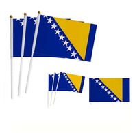 Gran oferta, 14x21cm, Mini países globales, banderas ondeantes de mano, bandera personalizada de Burkina Faso impresa, bandera animadora con asta de plástico