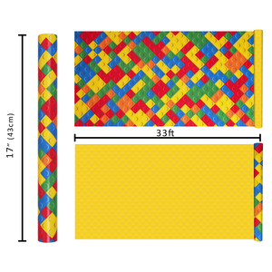 Bright Color <b>Building</b> Brick Decorative Wrapping Paper Roll For Children <b>Block</b> Party Holiday Toy Gift Packing Supply - Product Image 6