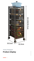 Chariot de rangement multi-niveaux intérieur à roulettes avec paniers en maille extractibles pour fruits, légumes et condiments