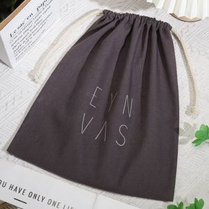 30*40cm カスタムブランドロゴ 巾着 ナチュラルコットンリネン ギフト包装 靴 旅行 ショッピングバッグ ブラウンリネンコットン ダストバッグ - Product Image 3