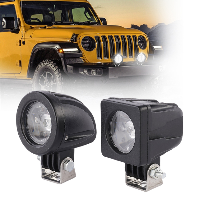 12V Offroad LED Work Light Auxiliary 10W LED Spotlight for Vehicle Motorcycle Tractors Truck 3 Inch 6000K Color Temperature