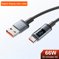 Kabel Data Pengisian Cepat PD 100W Type-C ke Type-C dengan Layar LED Hitam OEM X2 Nylon Braid untuk Komputer